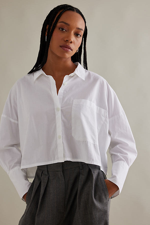 Blanche Diabella Boxy Crop Long-Sleeve Organic Cotton Shirt