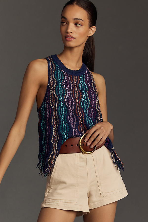 By Anthropologie Fringe Knit Tank Top