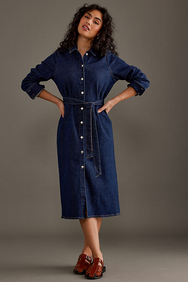 Selected Femme Long-Sleeve Denim Shirt Midi Dress
