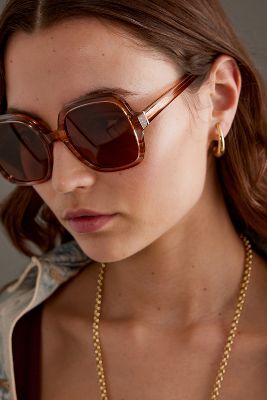 By Anthropologie The Daphne Acetate 70’s Square Polarised Sunglasses