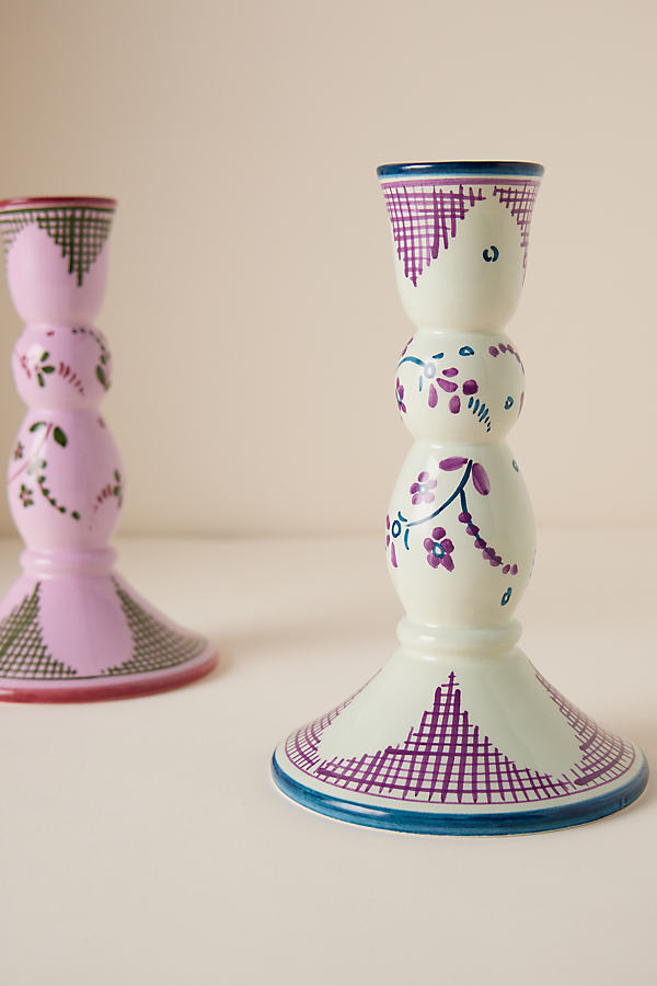 Vaisselle for Anthropologie Ceramic Floral Taper Candle Holder