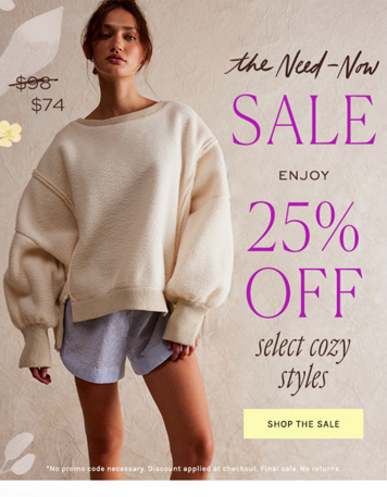 Newsletter content from freepeople