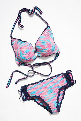 Vintage 1970s Crochet Bikini Set Free People