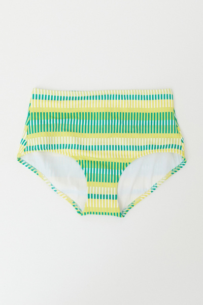 Solid Striped The Ginger High Waisted Bikini Bottom Urban