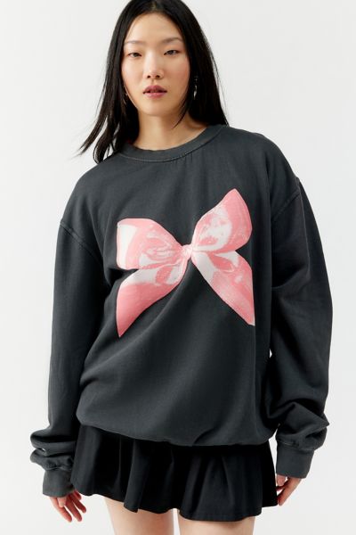 Overdyed Bow Pullover Sweatshirt Urban Outfitters