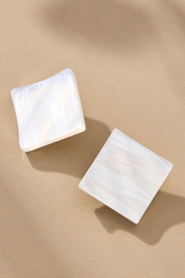 By Anthropologie Square Shell Post Earrings In White