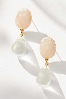 By Anthropologie Resin Top Lucite Drop Earrings In Clear