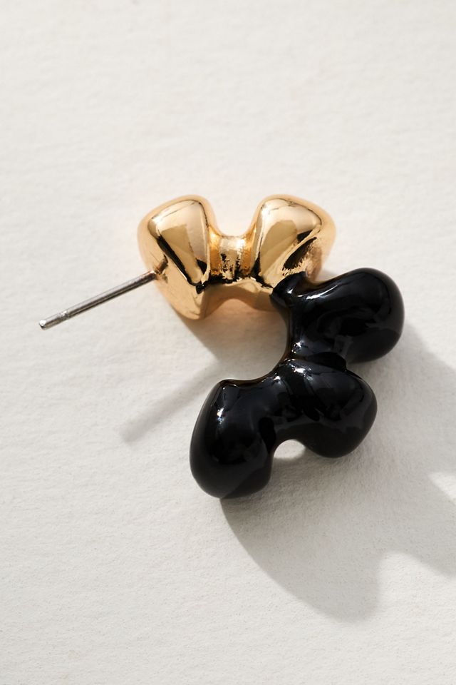 Enamel-Dipped Metal Hoop Earrings #1