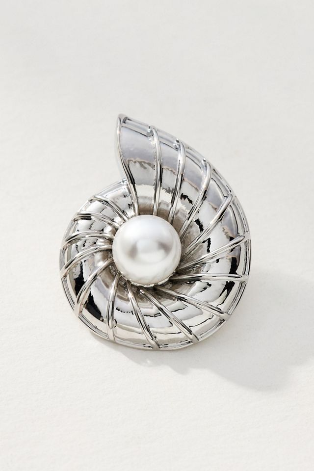 Inner Pearl Swirl Shell Post Earrings #1