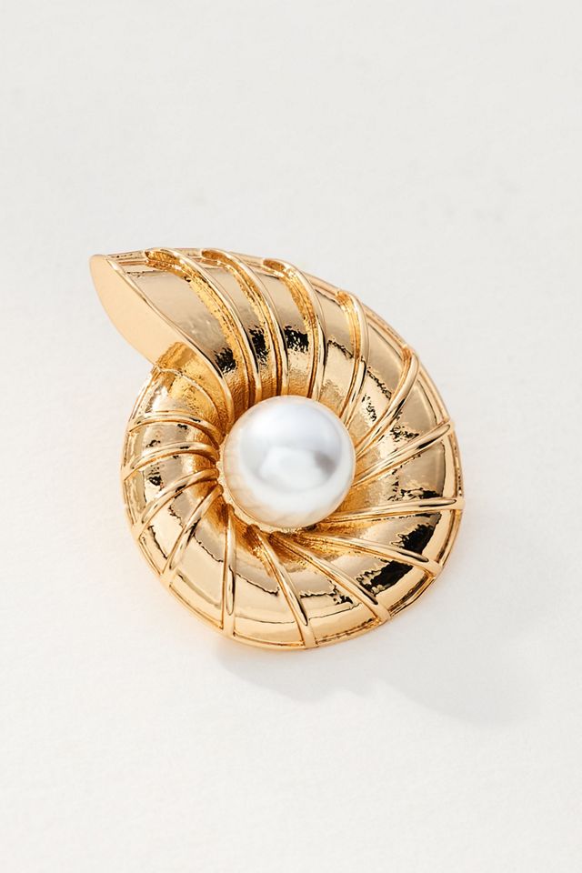 Inner Pearl Swirl Shell Post Earrings #1