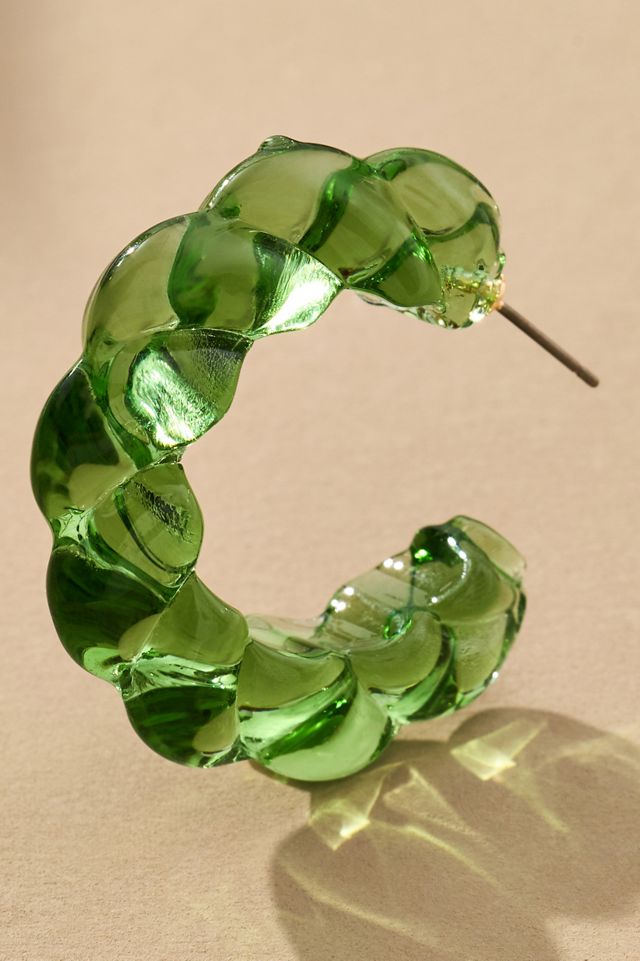 Large Glass Rope Hoop Earrings #1