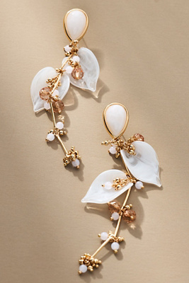 By Anthropologie Flutter Floral Drop Earrings In White