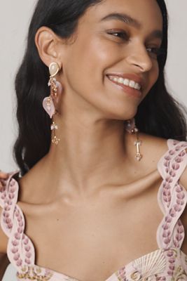 Long Flower Drop Earrings