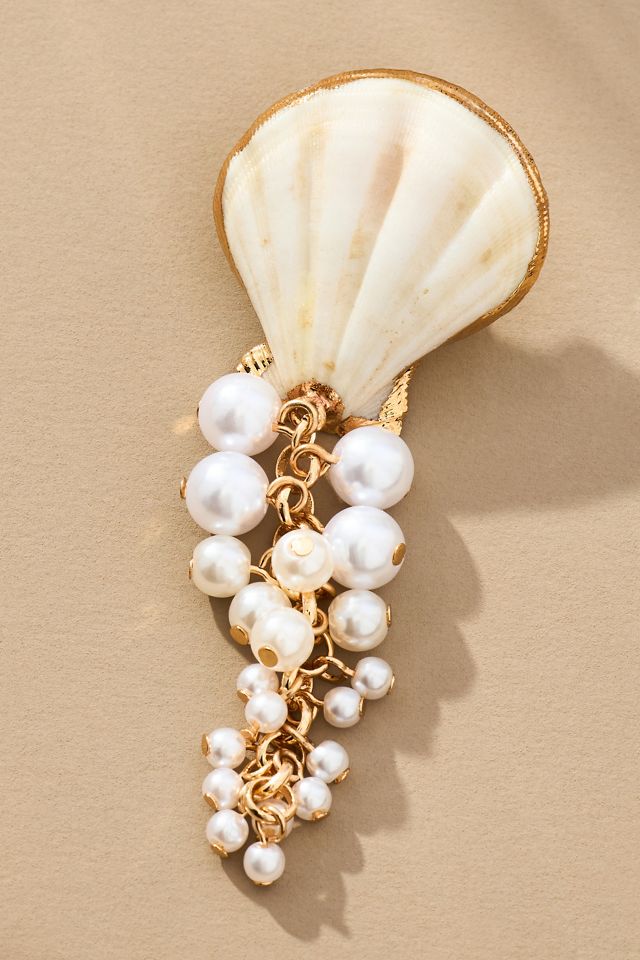 Orecchini Pendenti con Perle a Goccia Top Shell #1