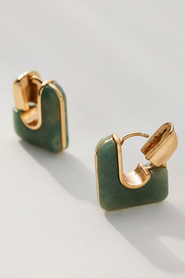 By Anthropologie Geo Stone Huggie Hoop Earrings