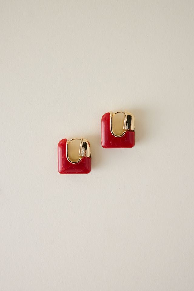 Geo Stone Huggie Hoop Earrings #1