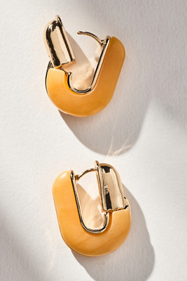 By Anthropologie Geo Stone Huggie Hoop Earrings