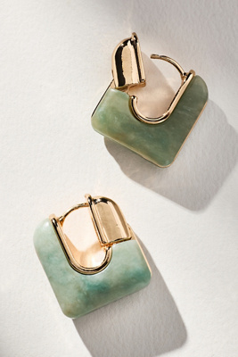By Anthropologie Geo Stone Huggie Hoop Earrings