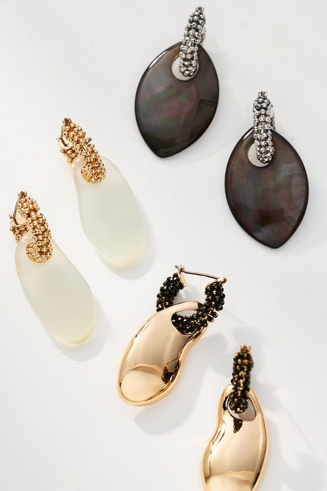 Beaded Top Resin Drop Earrings #1