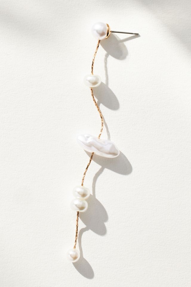 Multi Pearl Long Drop Earrings #1