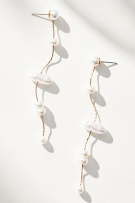 Multi Pearl Long Drop Earrings