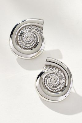 Crystal Swirl Shell Post Earrings