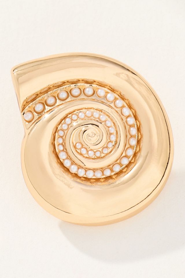Crystal Swirl Shell Post Earrings #1