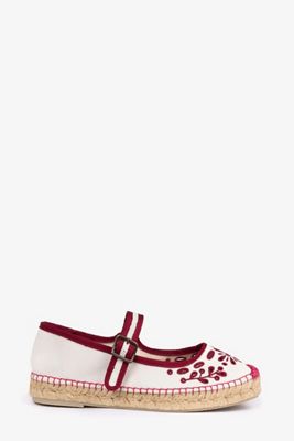 Penelope Chilvers Flora Broderie Espadrille Mary Jane Flats