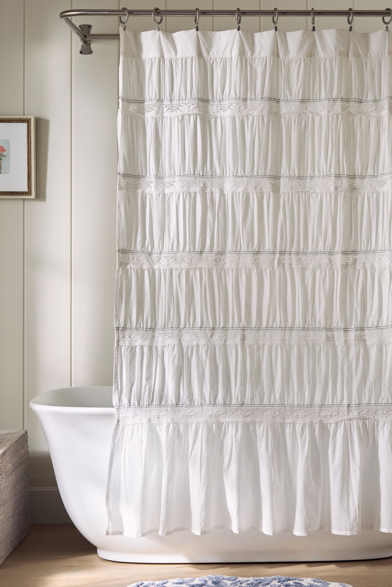 Textured Cotton Shower Curtain - Ivory, Standard, 72" X 72"