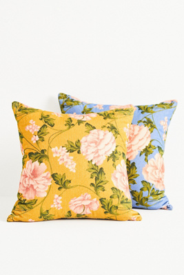 Celia Velvet Cord Floral Pillow - Thumbnail 2