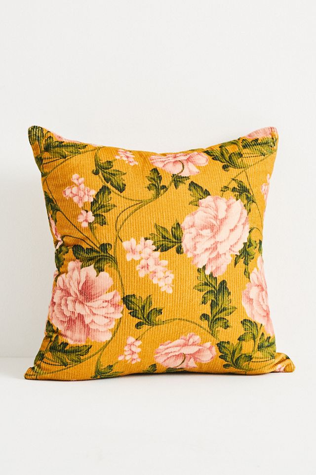 Celia Velvet Cord Floral Pillow #1