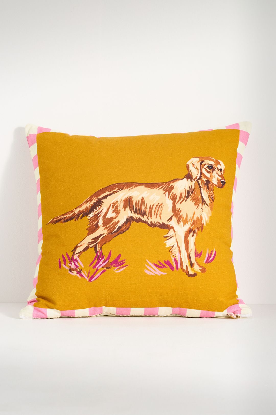 Portabello Cotton Printed Icon Pillow - Golden Retriever, 18" X 18", Assorted