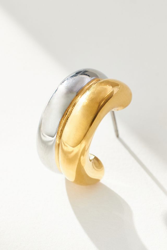 Mixed Metal Half Hoop Earrings #1