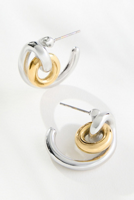 By Anthropologie Mixed Metal Circle Hoop Earrings