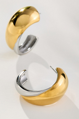 By Anthropologie Mixed Metal Wide Hoop Earrings