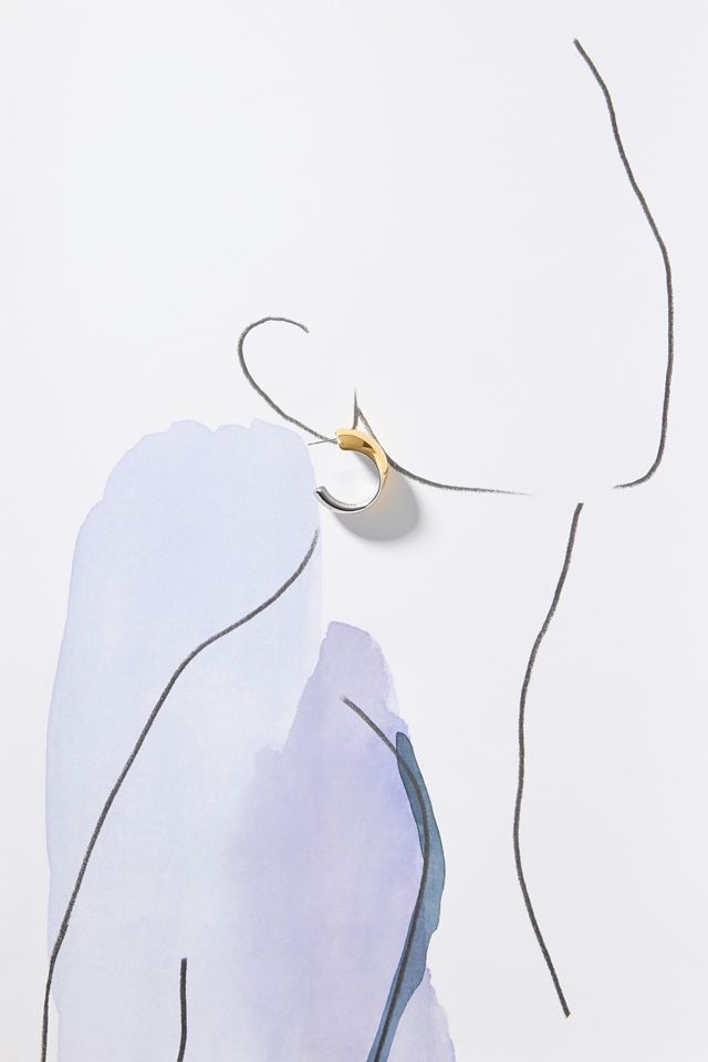 Mixed Metal Wide Hoop Earrings #2