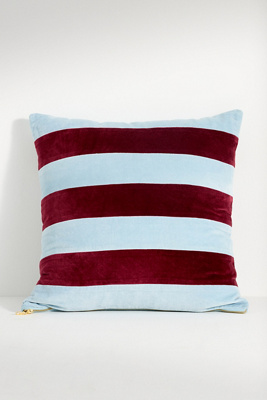 Anthropologie Andie Striped Cotton Velvet Pillow In Multi