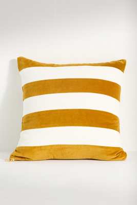 Anthropologie Andie Striped Cotton Velvet Pillow In Brown
