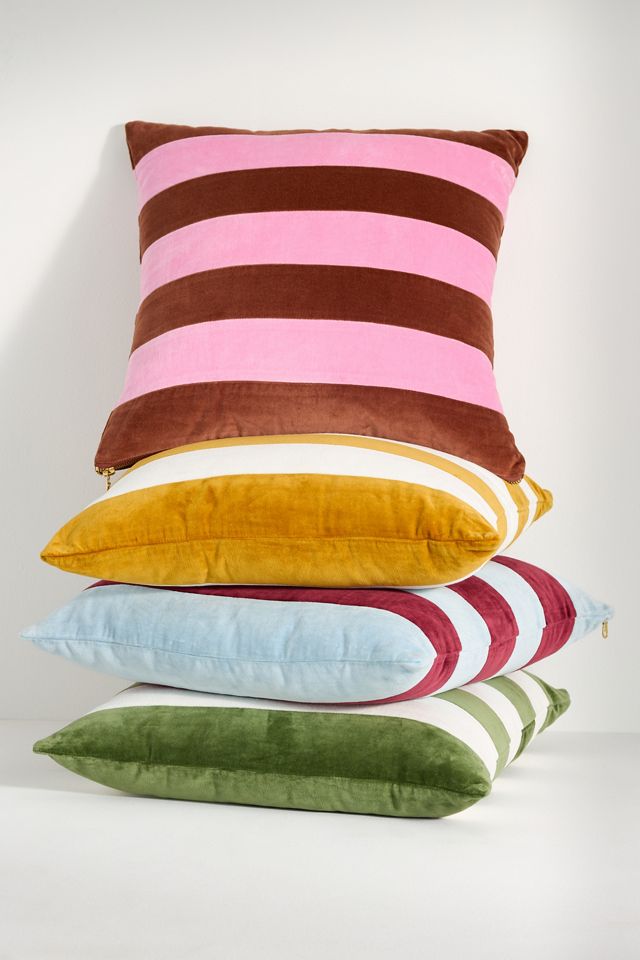 Andie Striped Cotton Velvet Pillow