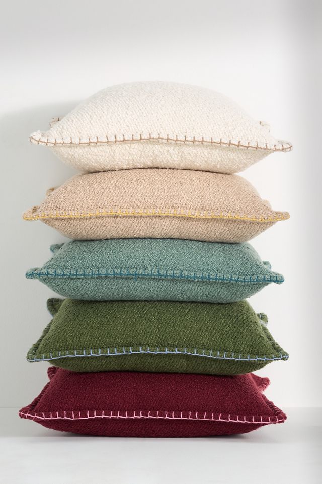 Curtis Bouclé Blanket-Stitch Pillow #3