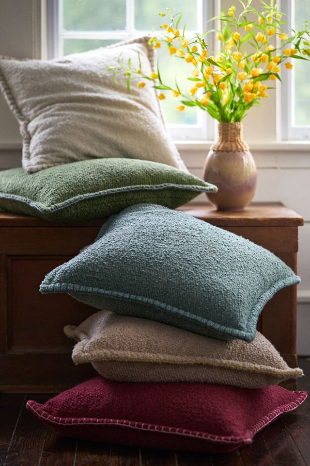 Curtis Bouclé Blanket-Stitch Pillow