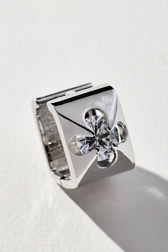 Squared Rhinestone Huggie Hoop Earrings #1