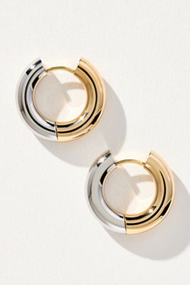 By Anthropologie Mixed Metal Huggie Hoop Earrings