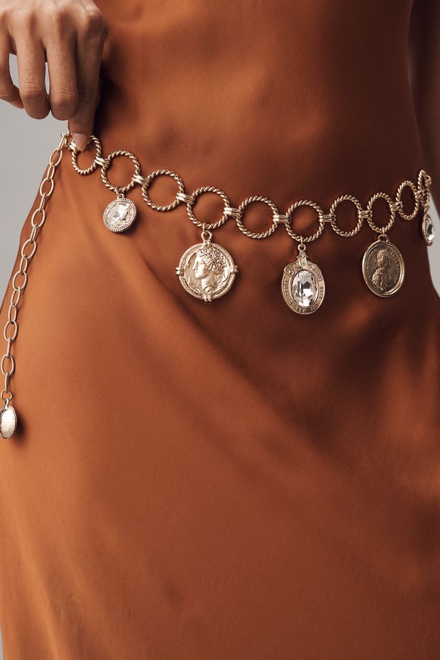 By Anthropologie Coin Charm Chain Belt