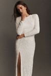 Helsi Quinn Long-Sleeve Open-Back Sequin Maxi Dress