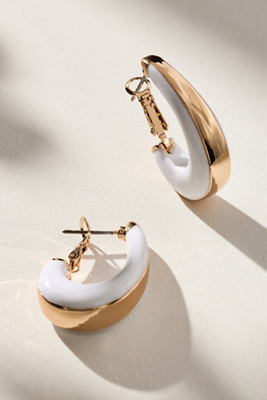 By Anthropologie Round Resin Huggie Hoop Earrings In White