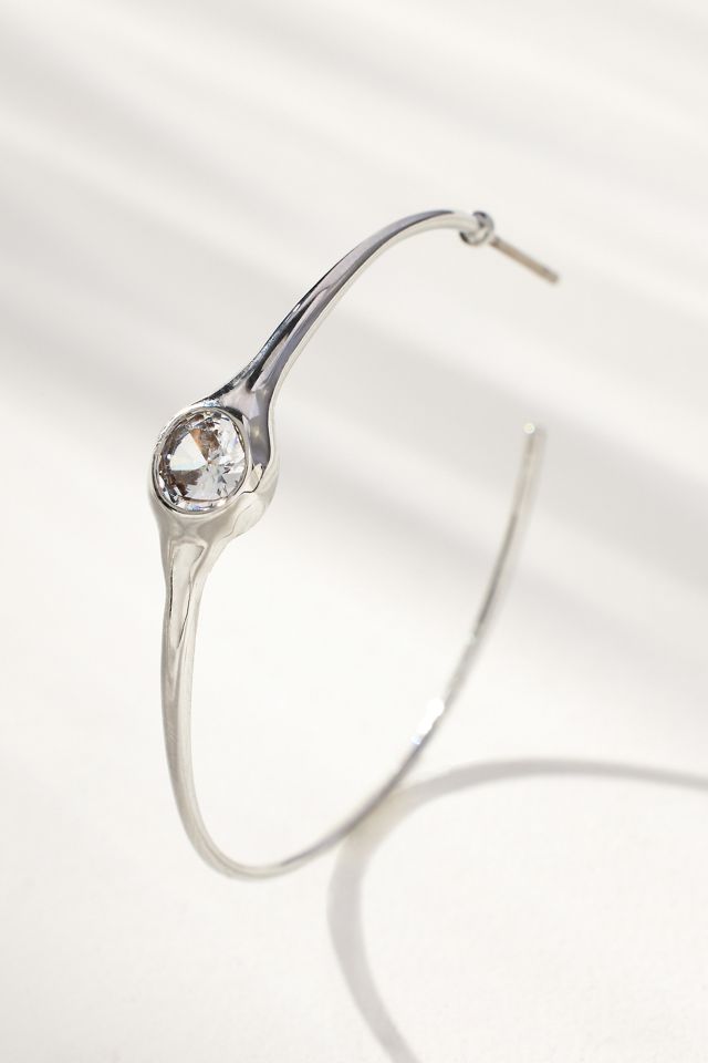 Crystal-Dotted Hoop Earrings #1