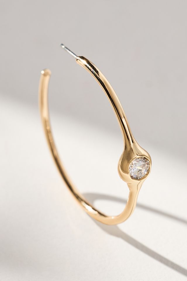 Crystal-Dotted Hoop Earrings #1