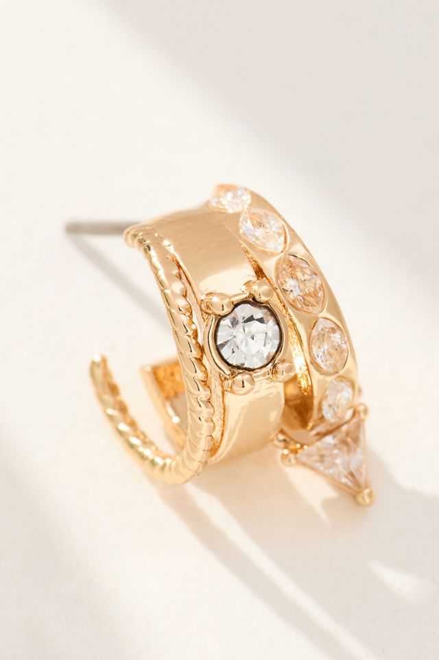 Multi Crystal Huggie Hoop Earrings #1