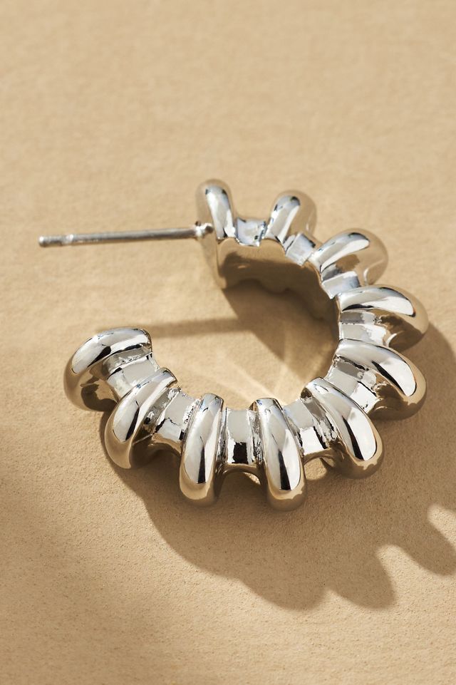 Ribbed Metal Small Hoop Earrings #1